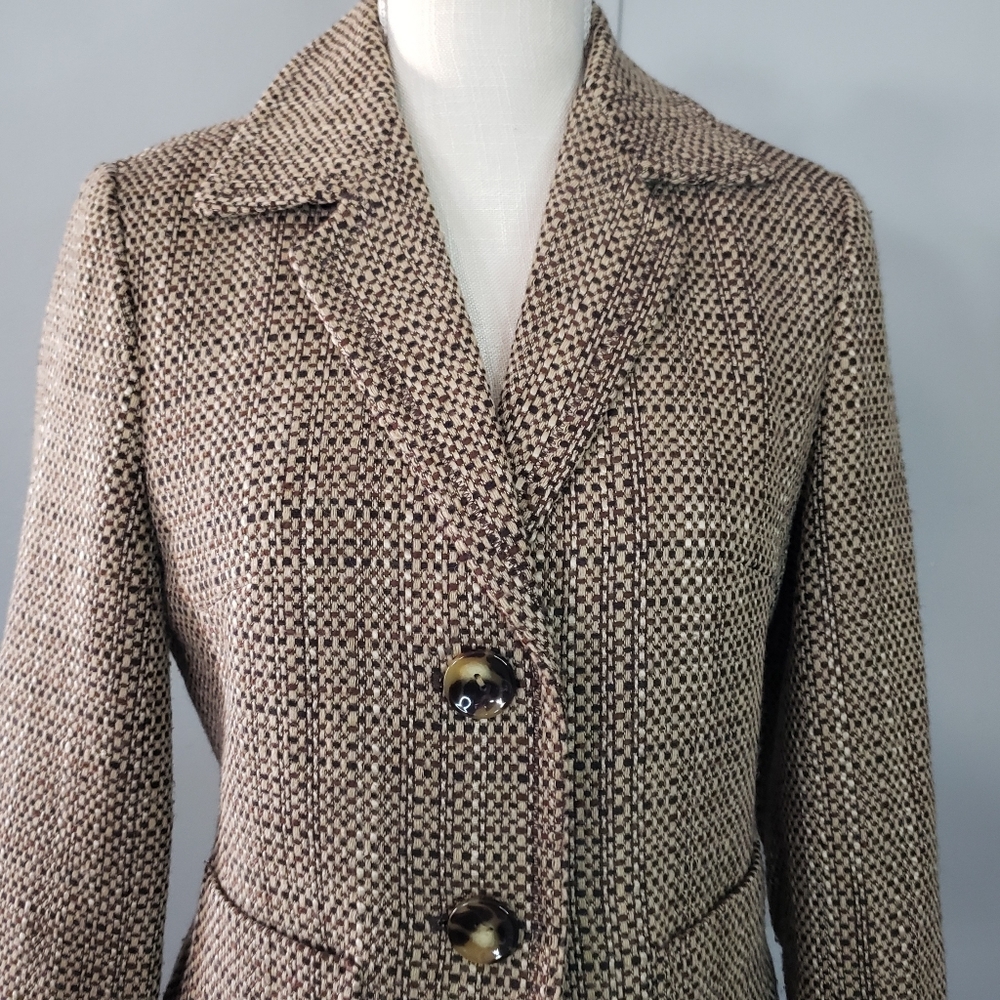 Talbots Vintage Tweed Brown/Tan Blazer - Picture 2 of 10